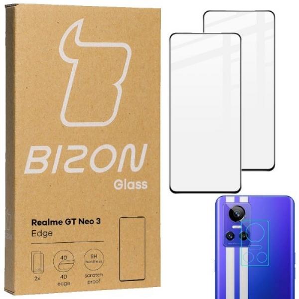 Szkło hartowane Bizon Glass Edge - 2 sztuki + ochrona na obiektyw, Realme GT Neo 3