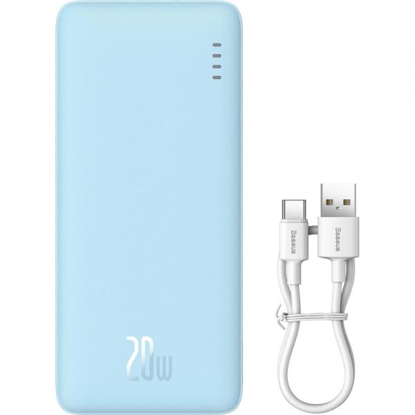 Powerbank Baseus Airpow 20000mAh PD 20W + kabel USB-A / USB-C, jasnoniebieski