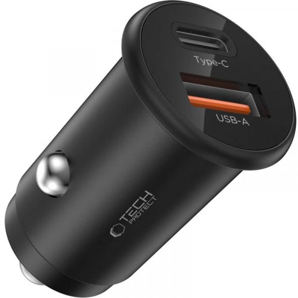 Ładowarka samochodowa Tech-Protect CC02, QC 3.0, PD 35W, 1x USB-A, 1x USB-C, czarna