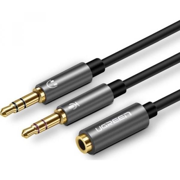 Kabel rozdzielacz słuchawkowy Ugreen 3,5 mm mini jack 25 cm, grafitowy
