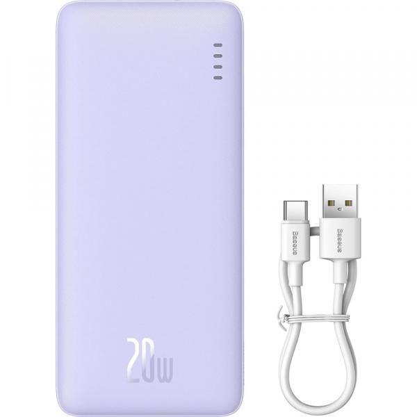 Powerbank Baseus Airpow 20000mAh PD 20W + kabel USB-A / USB-C, fioletowy