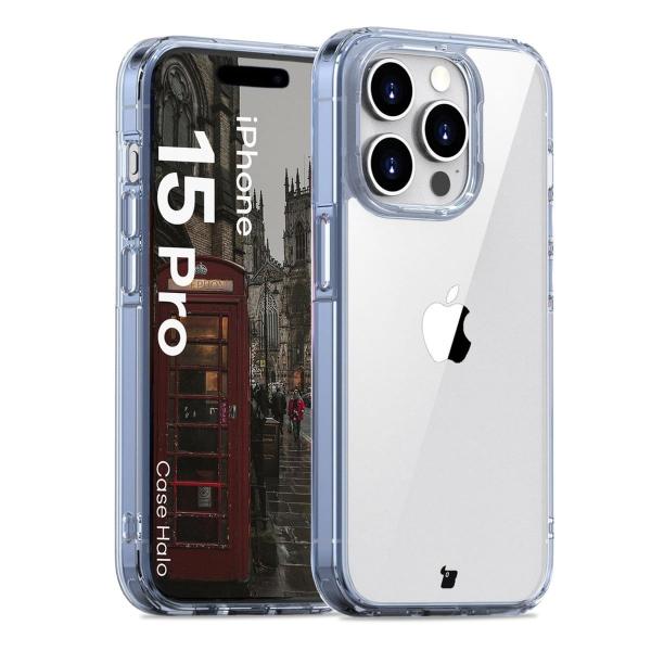 Etui Bizon Case Halo do iPhone 15 Pro, przezroczysto-niebieskie