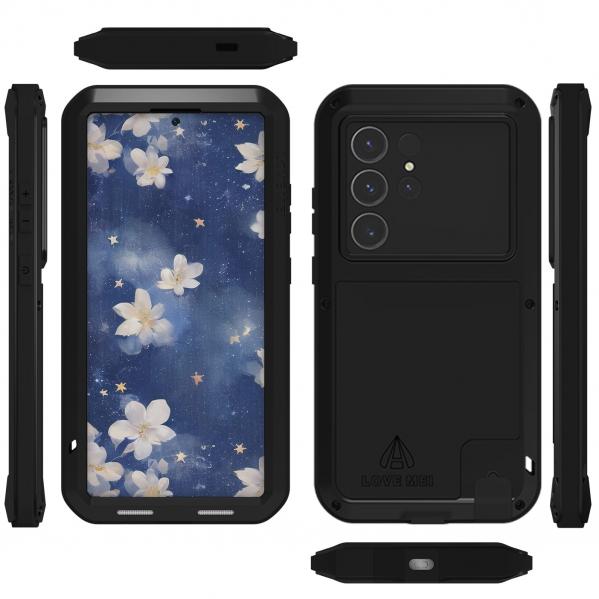 Etui pancerne + szkło LOVE MEI Powerful do Galaxy S25 Ultra, czarne
