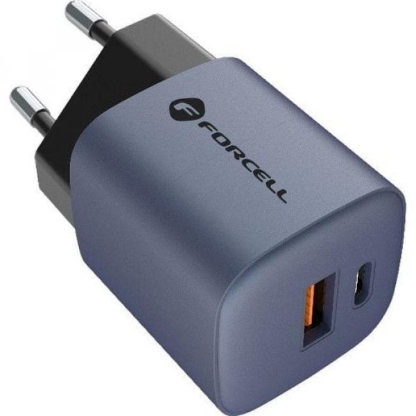 Ładowarka sieciowa Forcell F-Energy GaN Charger 33W, USB-A, USB-C, QC, PD, grafitowa