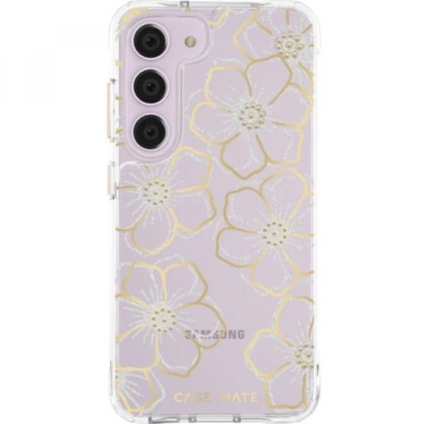 Etui Case Mate Floral Gems do Galaxy S23, brokatowe złote