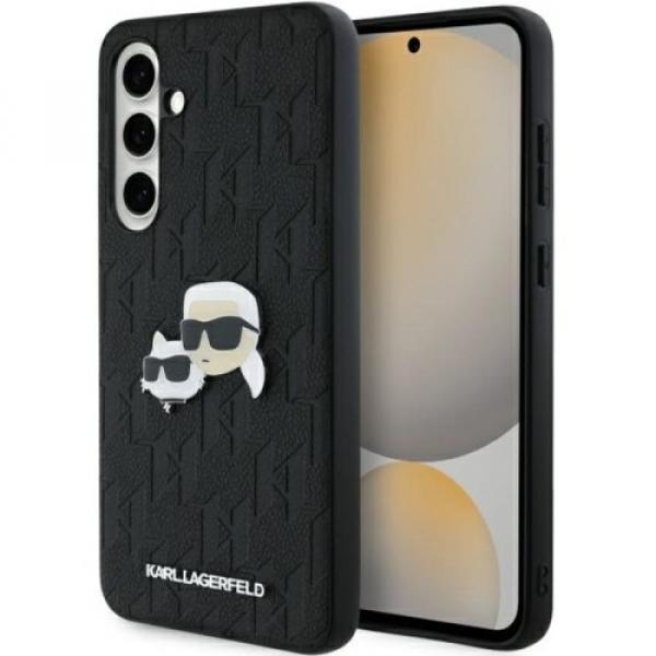 Etui Karl Lagerfeld HardCase Monogram Karl and Choupette Head Pin do Galaxy S24 FE, czarne