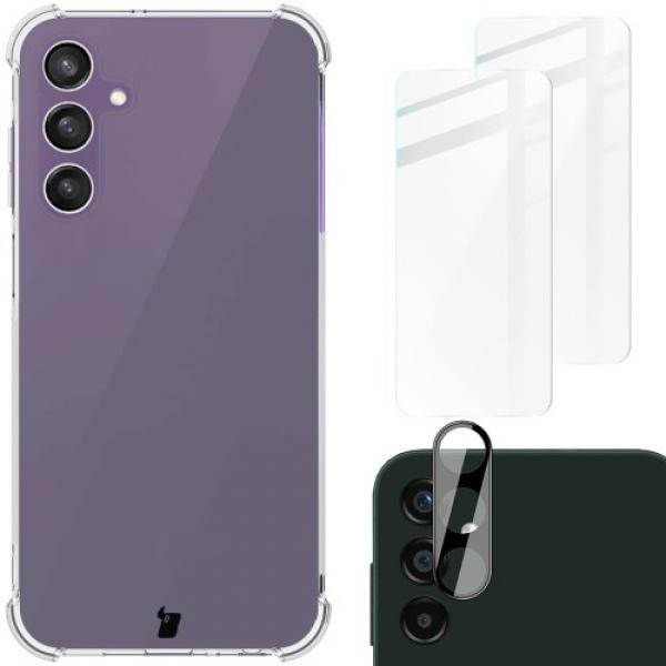 Etui + 2x szkło + obiektyw Bizon Case Clear Pack do Galaxy A25 5G, przezroczyste