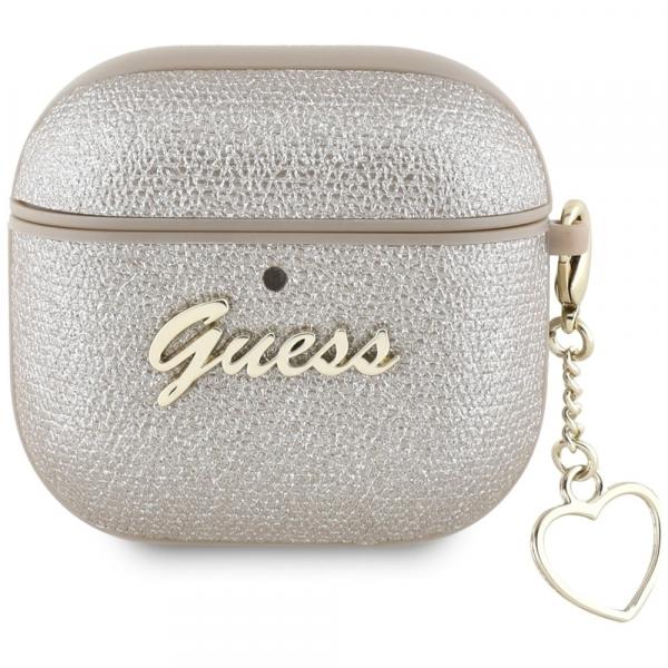 Etui z brelokiem Guess Metallic Script Charm do AirPods 4, złote