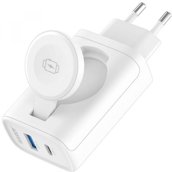 Ładowarka sieciowa 3mk Hardy Charger 33W, 1x USB-A/USB-C do iPhone/Apple Watch, PD, QC, biała