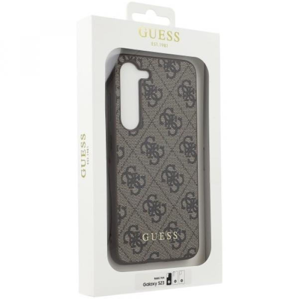 Etui Guess 4G Metal Gold Logo do Galaxy S23, brązowe