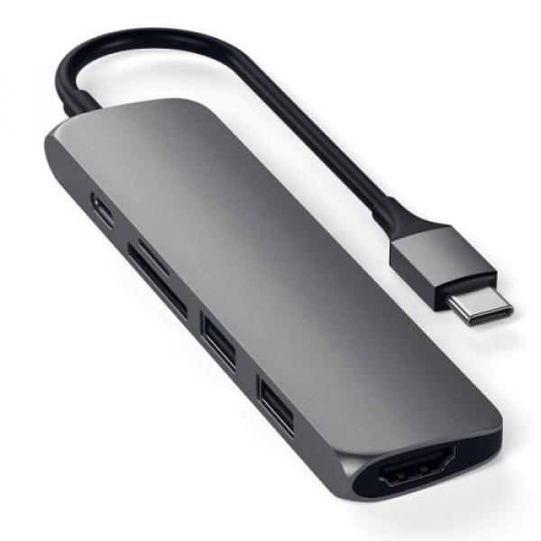 HUB, Satechi atapter v2 USB-C PD 60W - 2x USB 3.0, HDMI 4K 60Hz, SD, micro SD, ciemnoszary