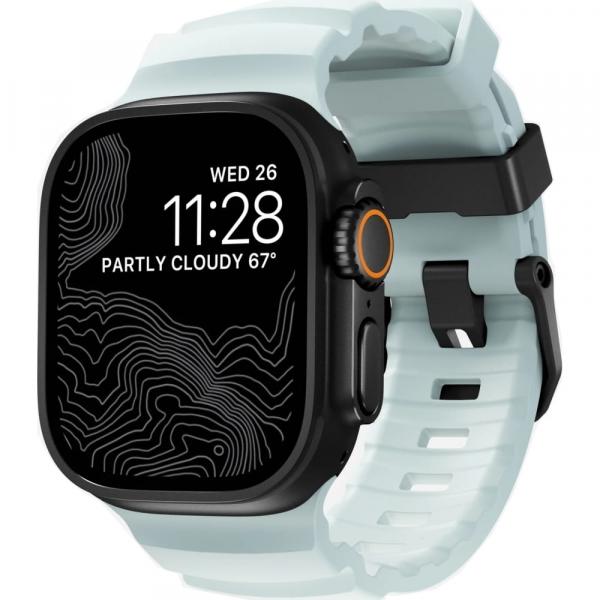 Pasek Nomad Rocky Point Band do Apple Watch 49/46/45/44 mm, błękitny / święcący w ciemności z czarną sprzączką
