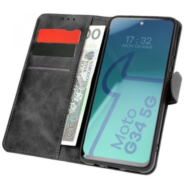 Etui z klapką Bizon Case Pocket do Motorola Moto G34 / G45 5G, czarne