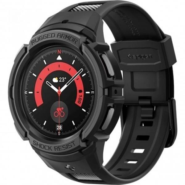 Etui z paskiem Spigen Rugged Armor Pro do Galaxy Watch 5 Pro 45mm, czarno-czarne