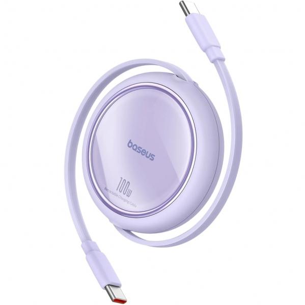 Kabel wysuwany Baseus Free2Draw Mini USB-C do USB-C, 100W, 1m, fioletowy
