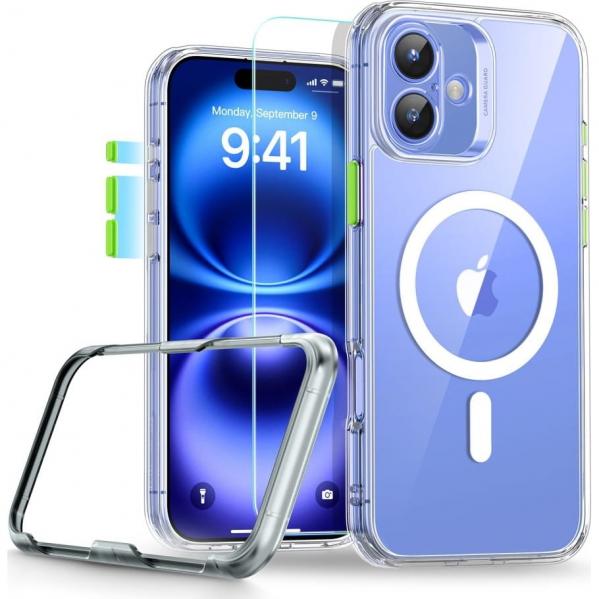 Zestaw etui + szkło, ESR Classic Pro Set HaloLock do iPhone 16 do MagSafe, przezroczyste