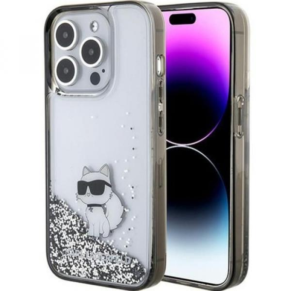 Etui Karl Lagerfeld Hardcase Liquid Glitter Choupette do iPhone 15 Pro, przezroczyste