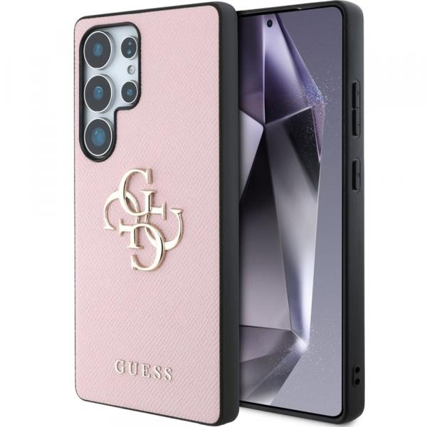 Etui Guess Grained Big 4G Small Classic Logo do Galaxy S25 Ultra, różowe