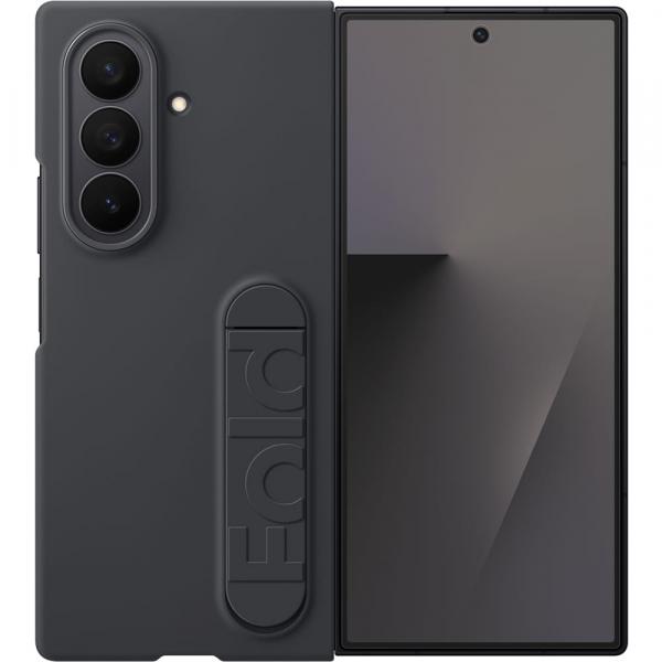 Etui z podstawką + 2x folia antyrefleksyjna na przedni ekran Samsung Silicone Case do Galaxy Z Fold7, czarne