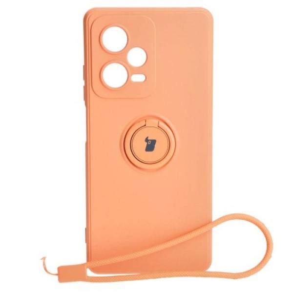 Etui Bizon Case Silicone Ring Sq do Xiaomi Redmi Note 12 Pro Plus 5G, pomarańczowe