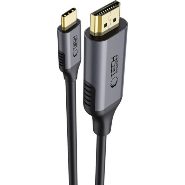Kabel USB-C do HDMI 2.0, Tech-Protect Ultraboost 4K 60Hz, 1.8 m, czarno-szary