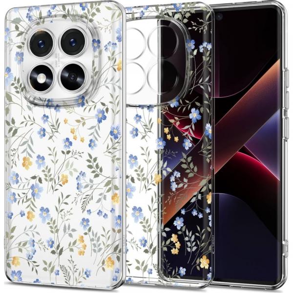 Etui Tech-Protect Flexair do Redmi Note 14 Pro 5G / POCO X7, przezroczyste z kwiatowym wzorem