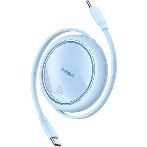 Kabel wysuwany Baseus Free2Draw Mini USB-C do USB-C, 100W, 1m, niebieski