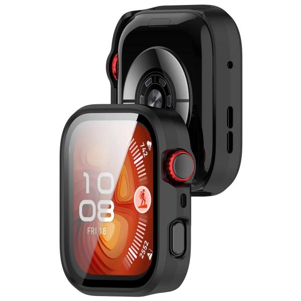 Etui ze szkłem do zegarka Bizon Case+Glass Watch do Huawei Watch Fit 4 Pro, matowe czarne