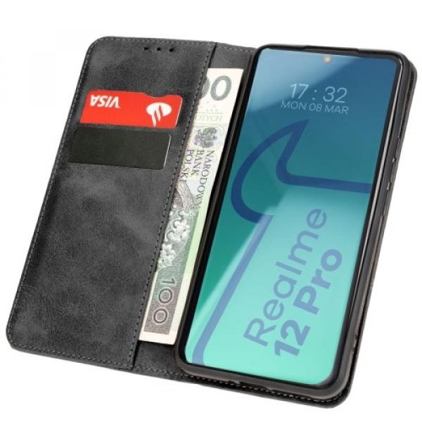 Etui z klapką Bizon Case Pocket Pro do Realme 12 Pro / 12 Pro+, czarne