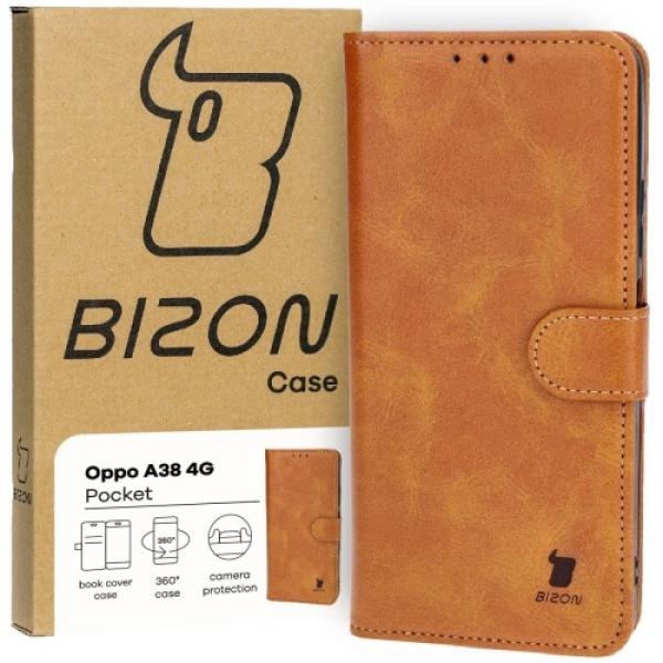 Etui z klapką Bizon Case Pocket do Oppo A38 4G, brązowe