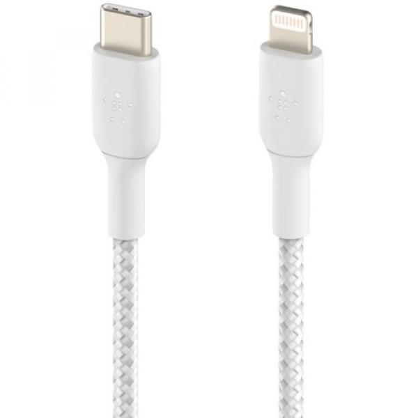 Kabel Belkin Boost Charge Braided MFi USB-C do Lightning 2m, biały