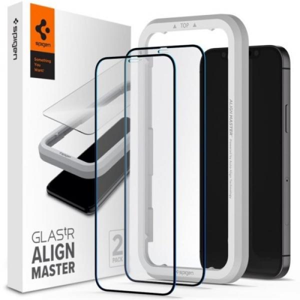 Szkło do etui Spigen Glas.tR Slim FC AM 2-Pack iPhone 12 Mini, czarne