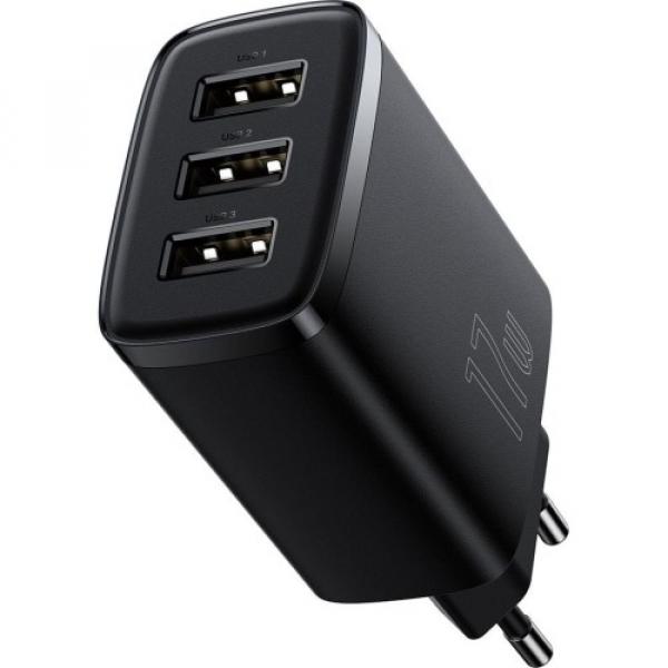 Ładowarka sieciowa Baseus Compact 3x USB-A 17 W, czarna