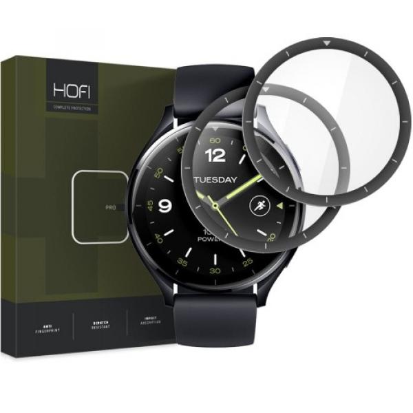 Szkło hybrydowe na ekran Hofi Hybrid Pro+ do Xiaomi Watch 2, z czarną ramką, 2 sztuki