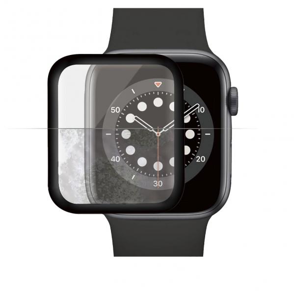 OUTLET: Szkło antybakteryjne Panzerglass Apple Watch SE / SE 2022 / 6 / 5 / 4, 44mm, czarna ramka