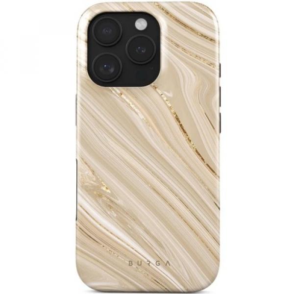 Etui Burga Full Glam Tough Magnetic do iPhone 16 Pro, beżowe wzorzyste