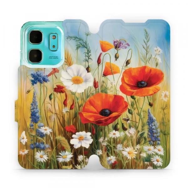 Etui z klapką do Infinix Hot 50i, Mobiwear Book, łąkowe kwiaty