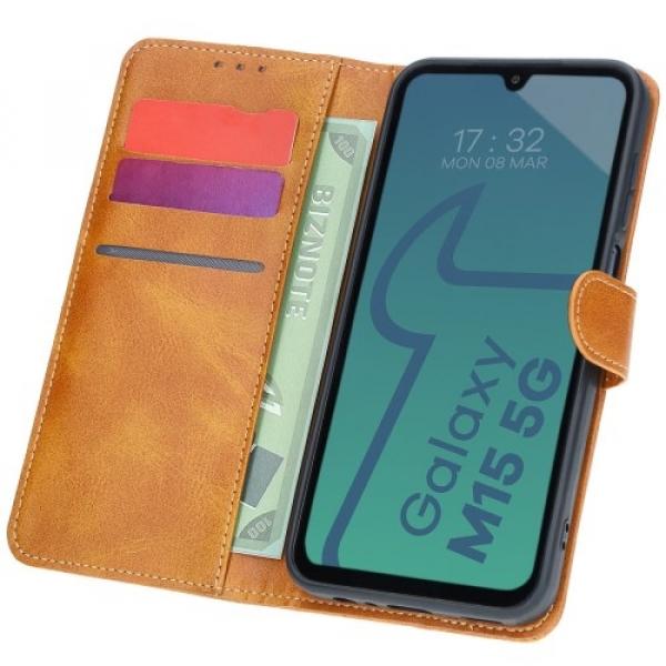 Etui z klapką Bizon Case Pocket do Galaxy M15 5G, brązowe