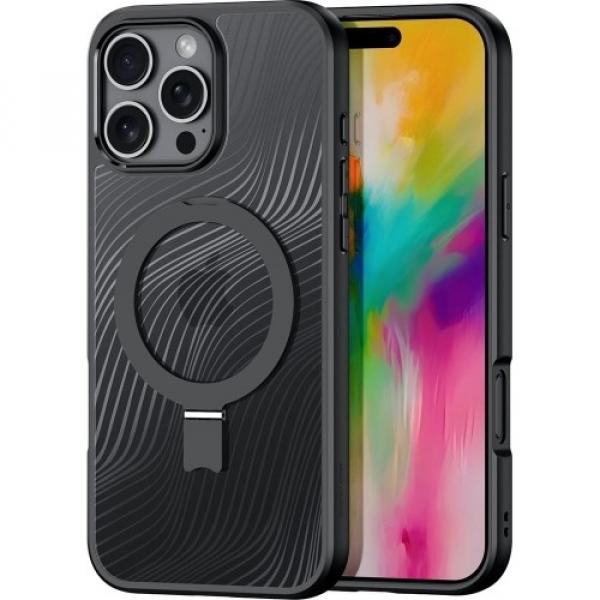 Etui Dux Ducis Aimo Mag Magnetic Stand do iPhone 16 Pro Max, czarno-przezroczyste