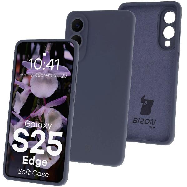Silikonowe etui Bizon Soft Case do Galaxy S25 Edge, ciemnoniebieskie