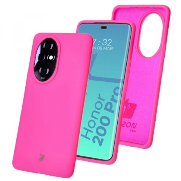 Silikonowe etui Bizon Soft Case do Honor 200 Pro, neonowo-różowe