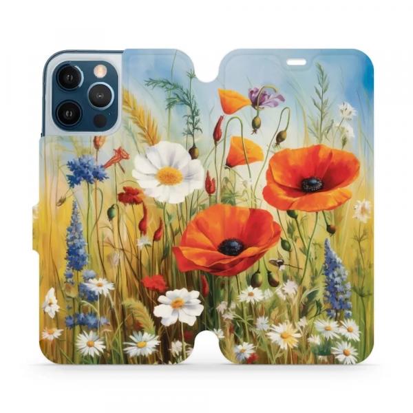 Etui z klapką do iPhone 12 Pro Max, Mobiwear Book, łąkowe kwiaty