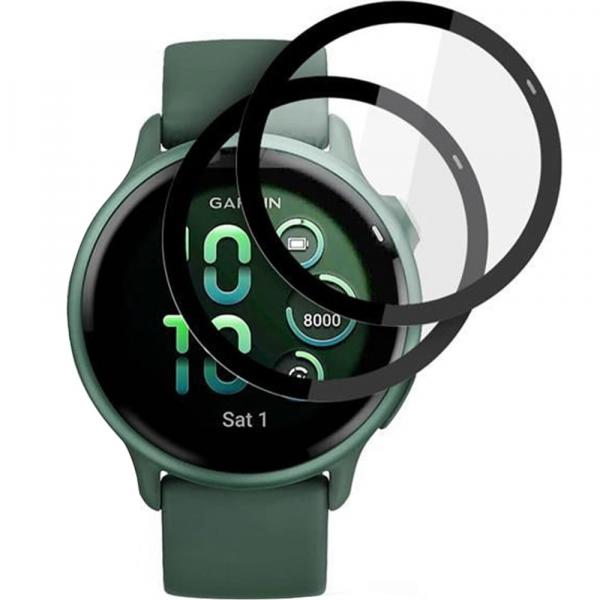 Szkło hybrydowe Tech-Protect Glass Flex+ do Garmin Vivoactive 6, 2 sztuki, przezroczyste z czarną ramką