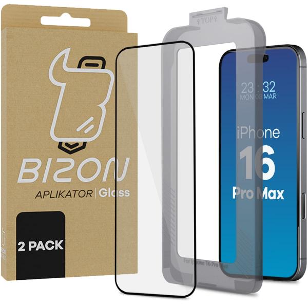 Szkło hartowane z ramką do łatwej aplikacji Bizon Glass Aplikator do iPhone 16 Pro Max, 2 sztuki