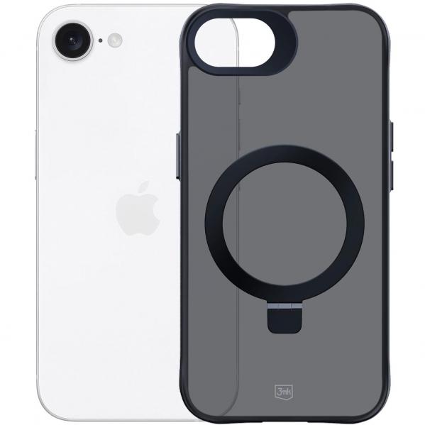 Etui z podstawką 3mk Smoke Case Mag&Stand do iPhone 16e, przydymione z czarną ramką