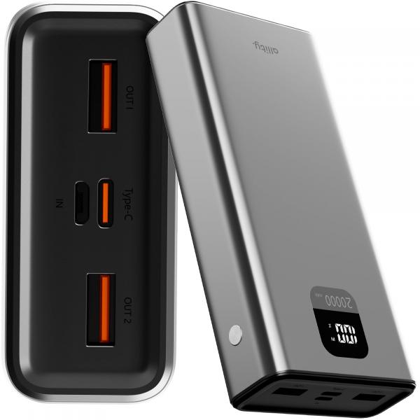 Powerbank Allity APB-100 22.5W 20000 mAh 1x USB-C PD / 2x USB-A QC, szary