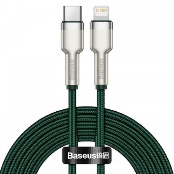 Kabel Baseus Cafule Metal USB-C do Lightning 20W 1m, zielony