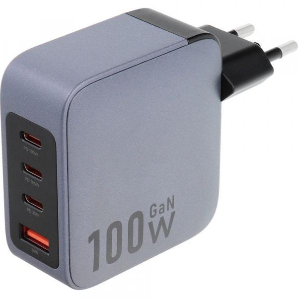 Ładowarka sieciowa Forcell F-Energy GaN Charger 100W, USB-A, USB-C, QC, PD, grafitowo-czarna