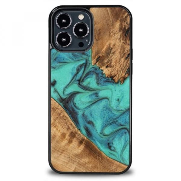 Drewniane etui do iPhone 13 Pro Max, Bewood Unique Turquoise do MagSafe