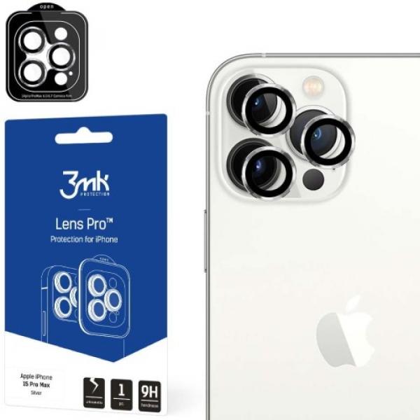 Osłona na aparat 3mk Lens Protection Pro 1 zestaw dla iPhone 15 Pro Max, srebrne